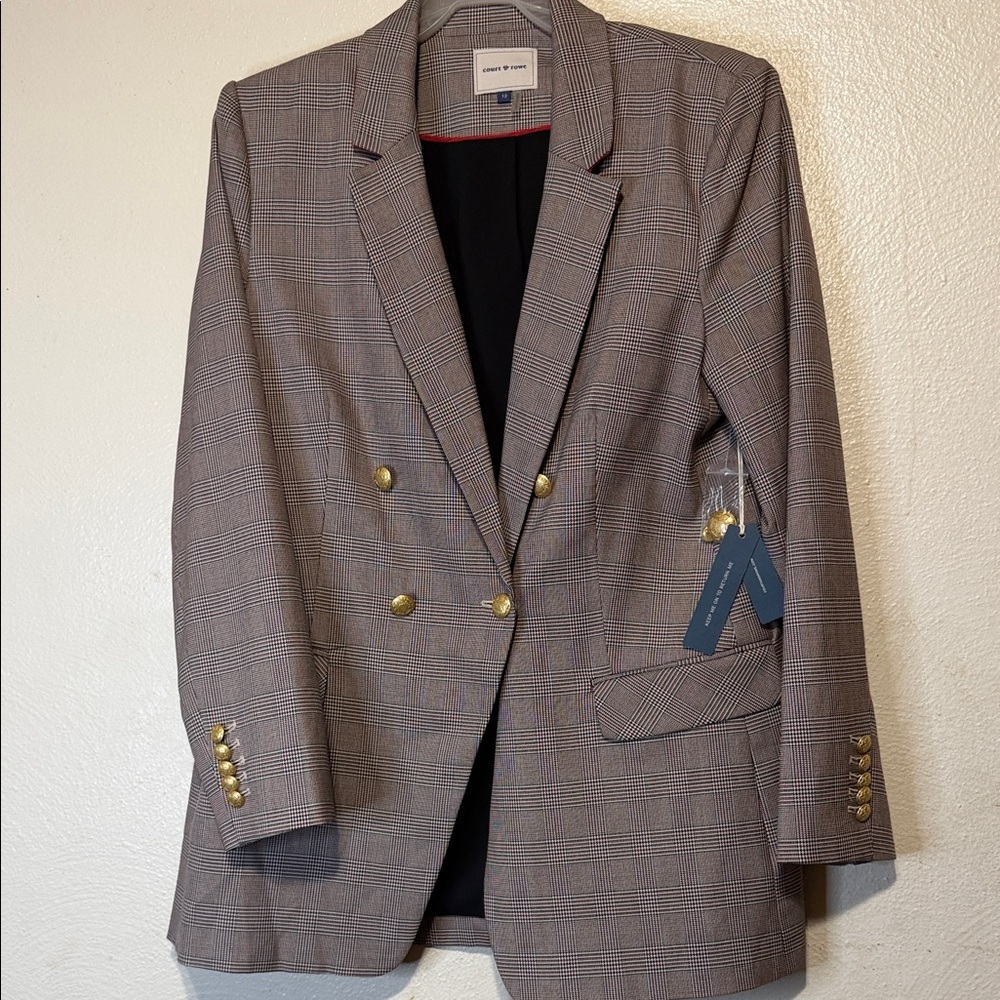 COURT & ROWE  size 12  in houndstooth Plaid Blazer with Gold Buttons